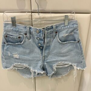 Levi's Light Blue Distressed Jean Shorts